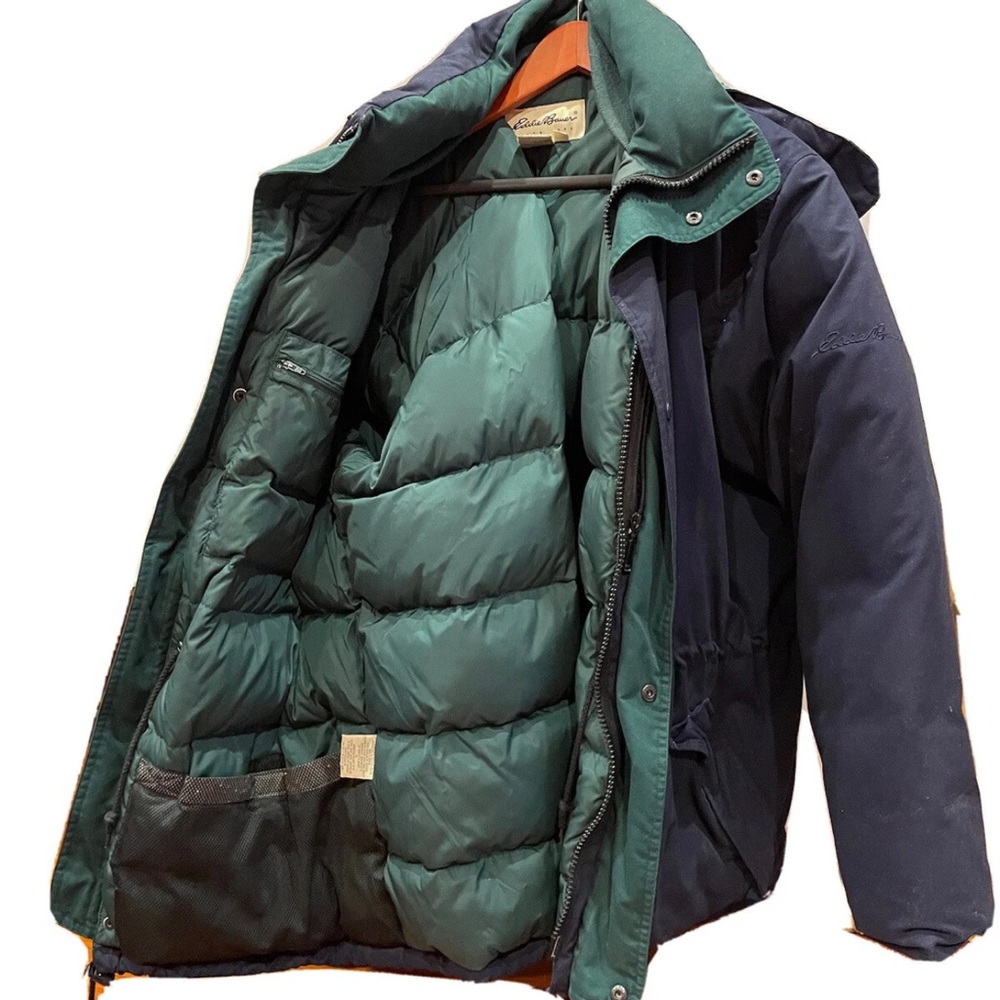 Eddie Bauer Men's Teal and Navy Puffer Jacket